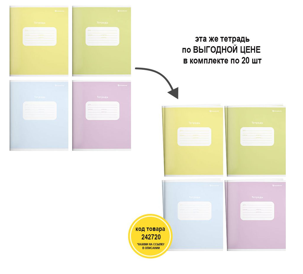 Цена за 5 шт.Тетрадь Schoolformat 18 листов, клетка, ОДНОТОННЫЕ ПАСТЕЛЬНЫЕ ОТТЕНКИ мелованный картон, в...