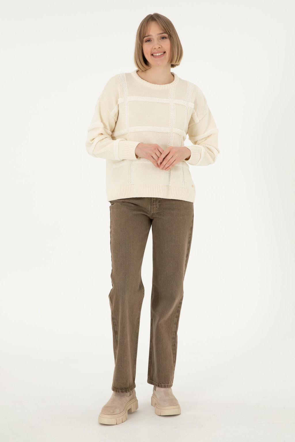 Женский кремовый свитер с круглым вырезом Неожиданная скидка в корзине - U.s. polo assn фото 4