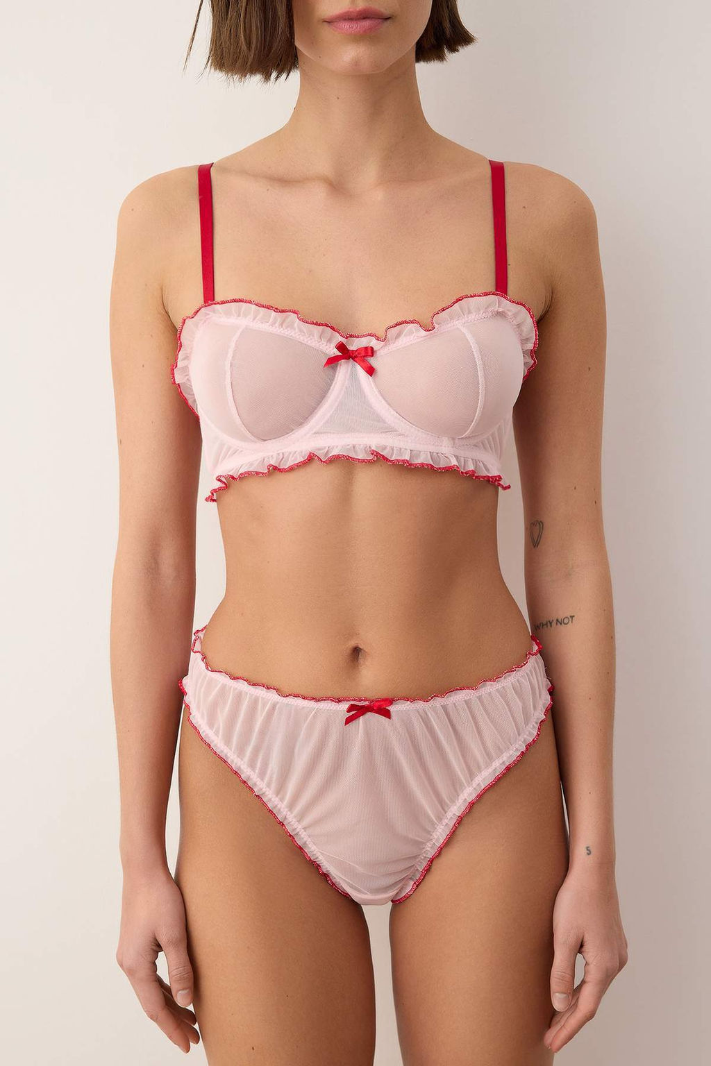 Pembe Tul Volanl? / F?rf?rl? Duz Kaps?z Ic Camas?r? Tak?m? THMAW26CC00015 - Trendyolmilla фото 3