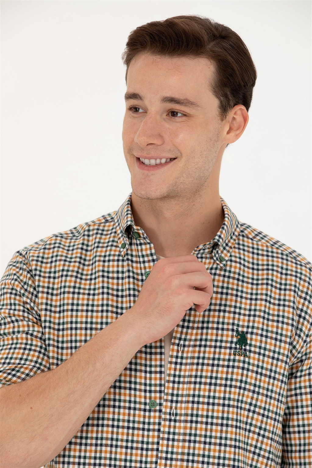 Мужская зеленая рубашка с длинным рукавом - U.s. polo assn фото 3