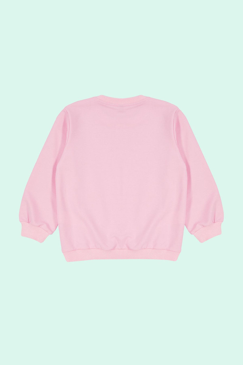 Pembe K?z Cocuk Mevsimlik-Ince Cicek Desenli Orme Sweatshirt TKDAW25SW00001
