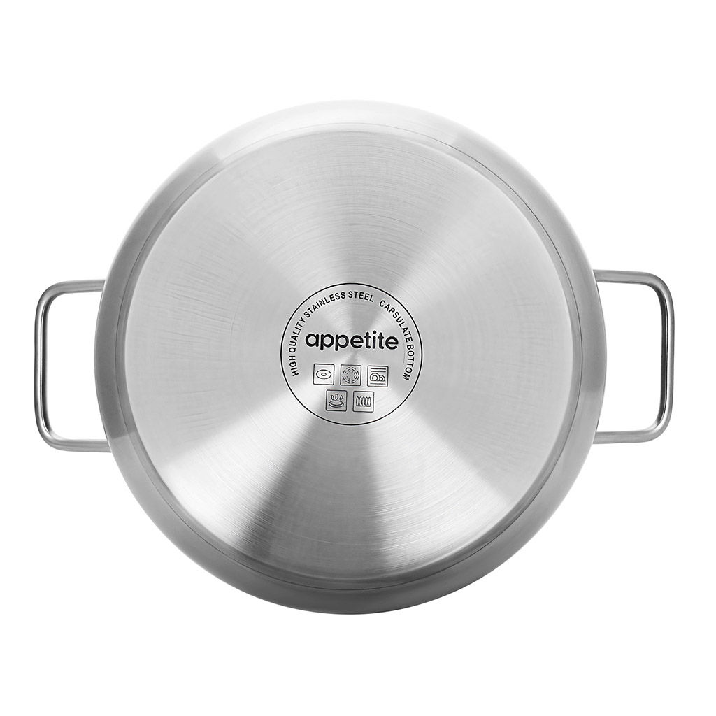 Кастрюля из нержавеющей стали Tessi 4,6л, д22см, h12,5см, стеклянная крышка, подарочная коробка, Appetite (Китай) Подходит для индукционных плит - Домашняя мода фото 5