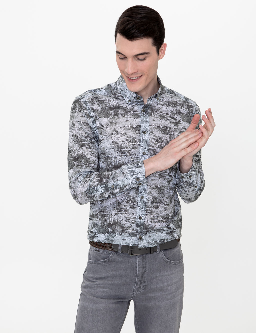 Haki Slim Fit Uzun Kollu G_mlek