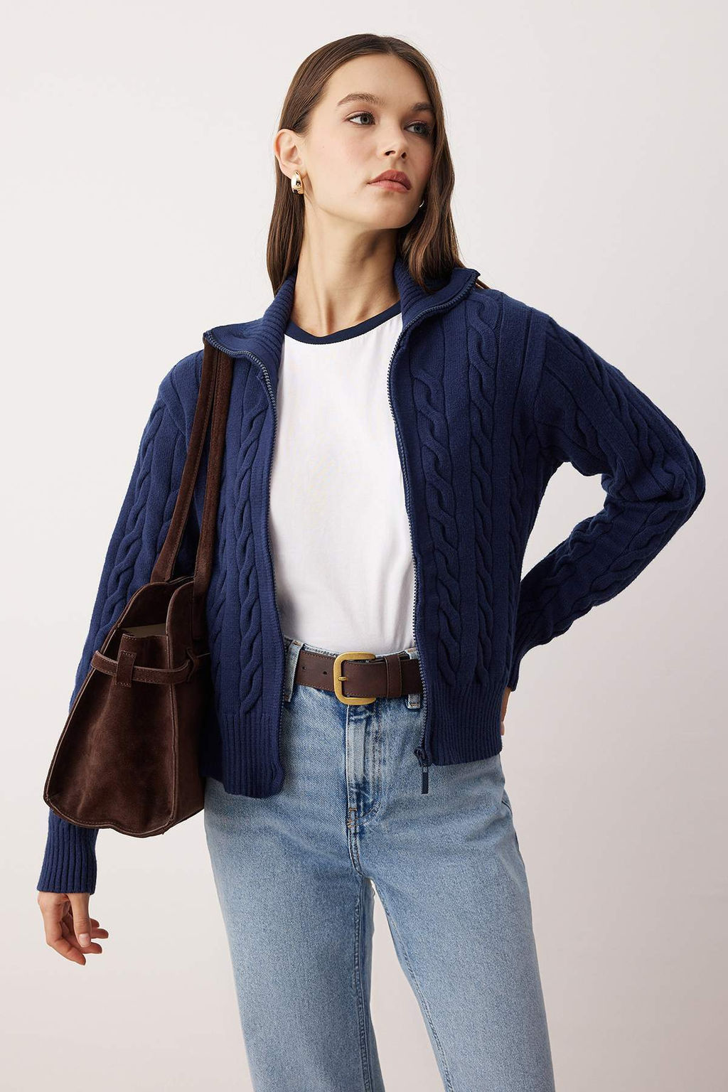 Wardrobe Essentials Lacivert Premium IplikDevrik Yaka Sac Orgulu Basic Triko H?rka | TWOAW26HI00137 - Trendyolmilla фото 4