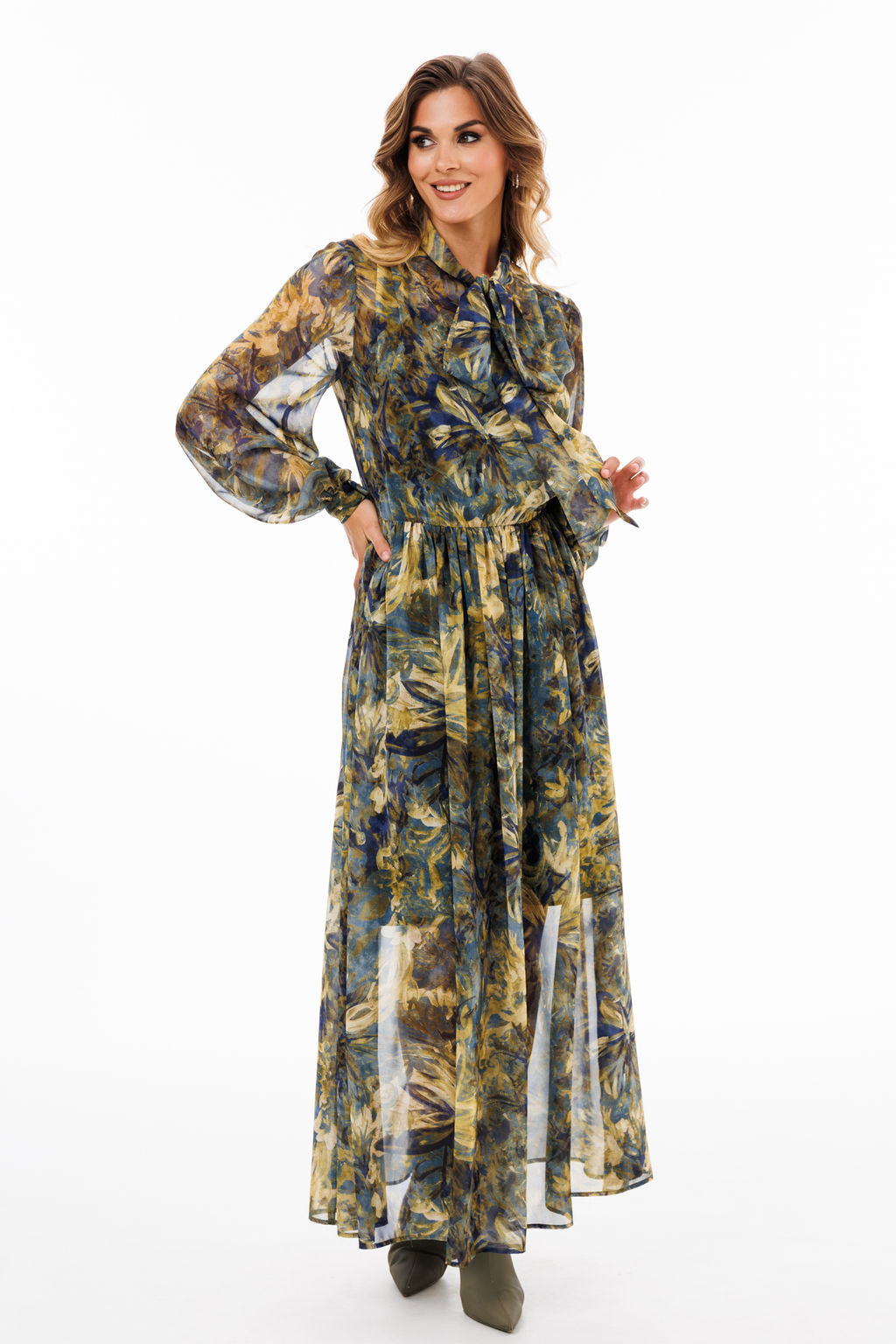 Платье Eola 2900 из шифона с принтом X-образного силуэта фото 10