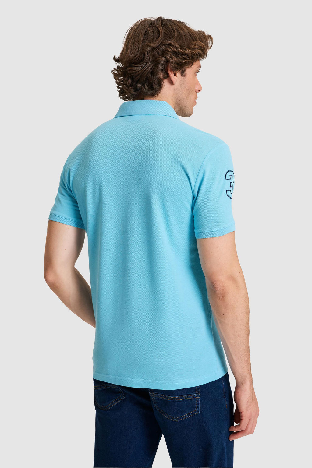 Erkek Slim Fit Polo Yaka Aqua Basic Ti__rt