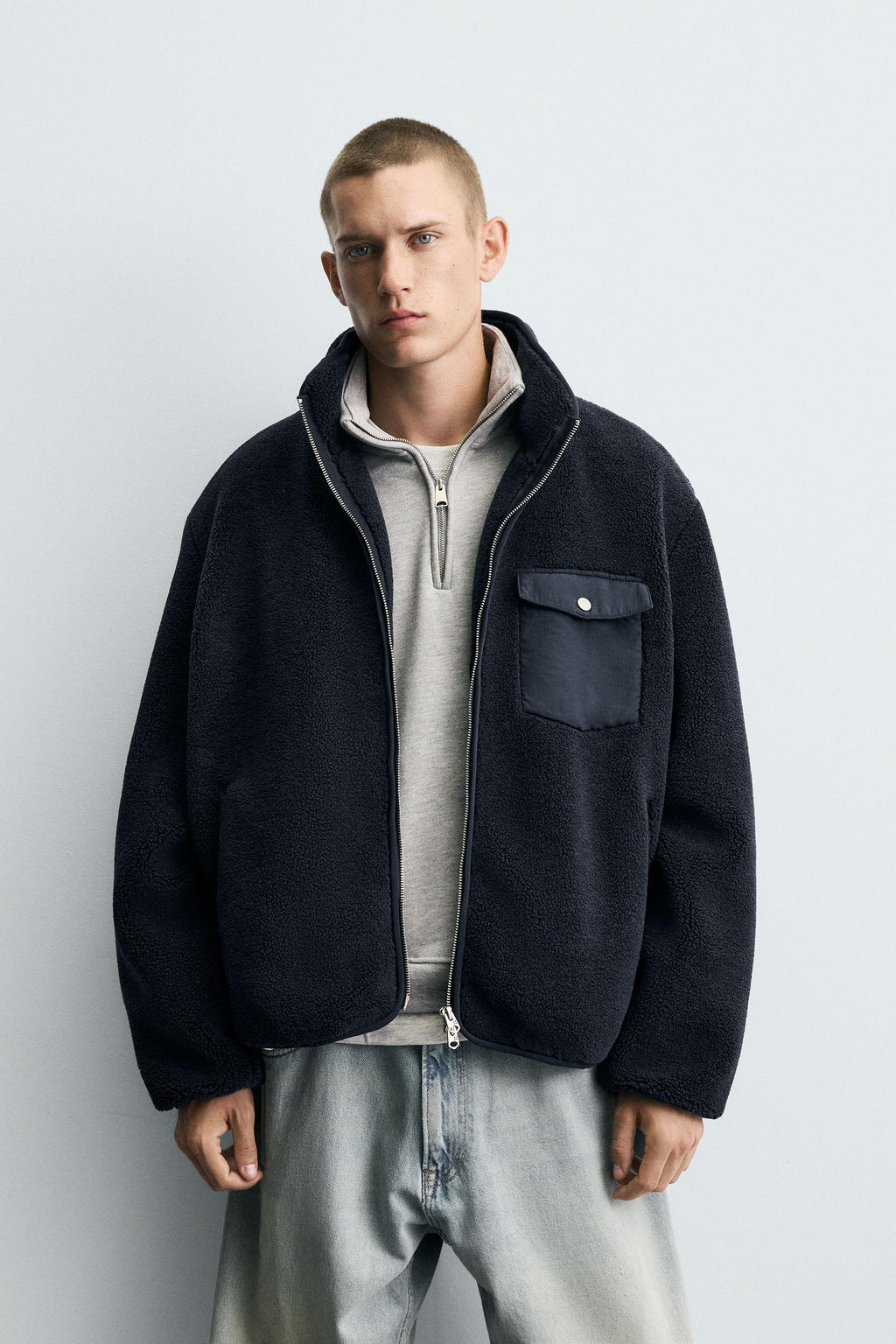FAUX SHEARLING EFFECT JACKET WITH CONTRAST - Zara фото 2