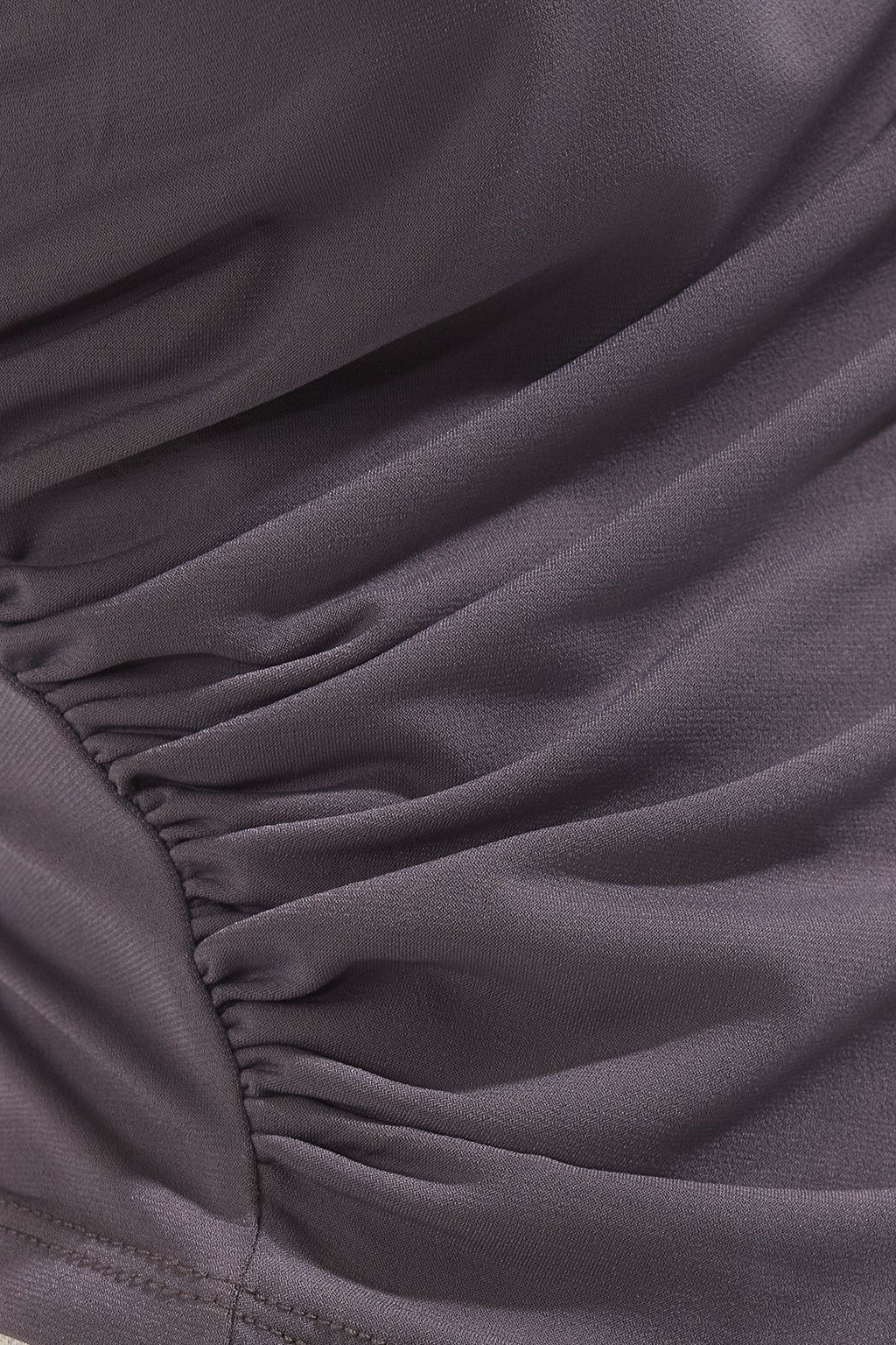Antrasit Drape Detayl? Fitted/Vucuda Oturan K?sa Kollu Dik Yaka Esnek Orme Bluz TWOSS24BZ00426