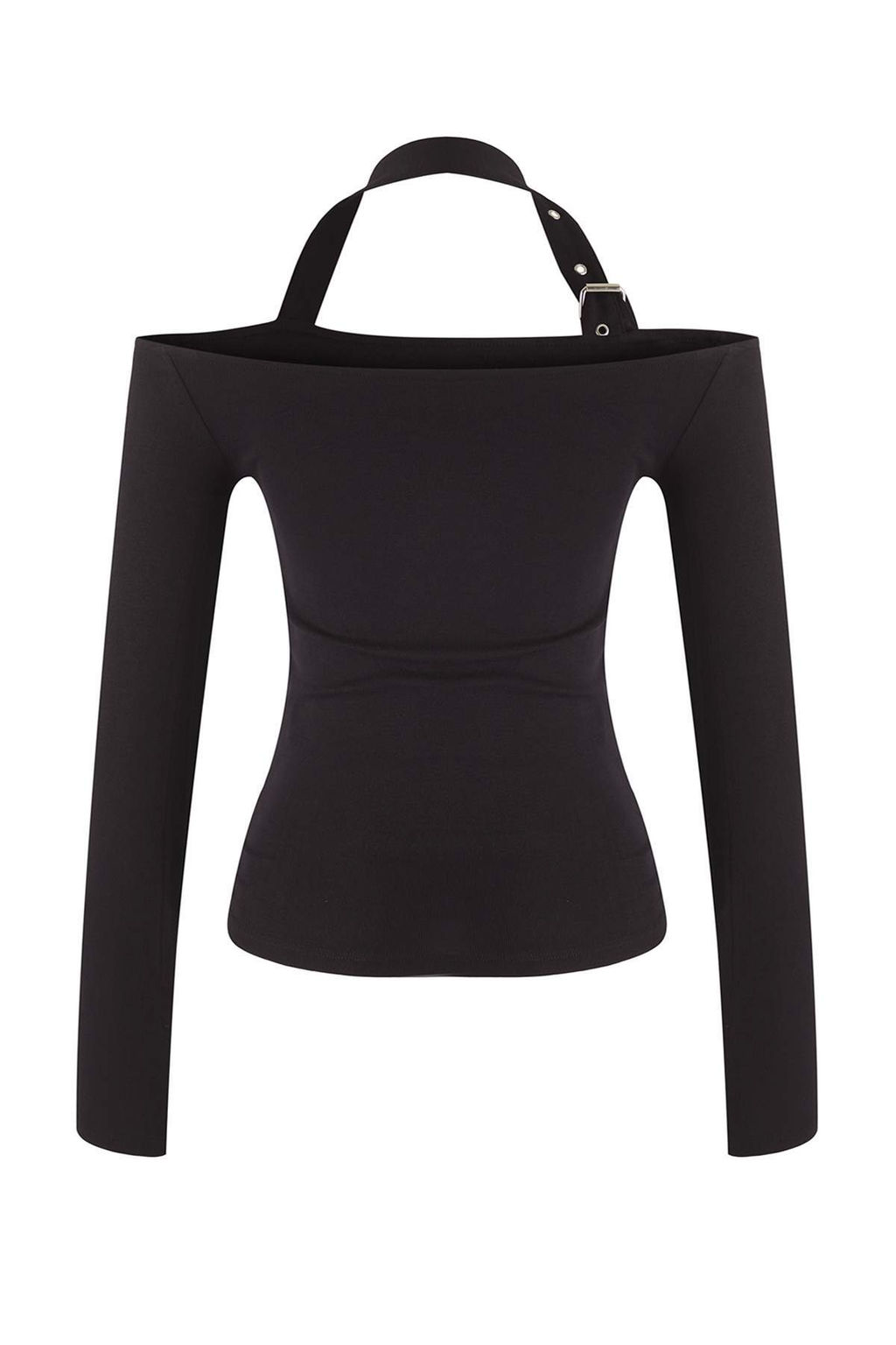 Siyah Boyundan Aksesuar Kemer Detayl? Fitted/Vucuda Oturan Orme Bluz TWOAW26BZ00197 - Trendyolmilla фото 2