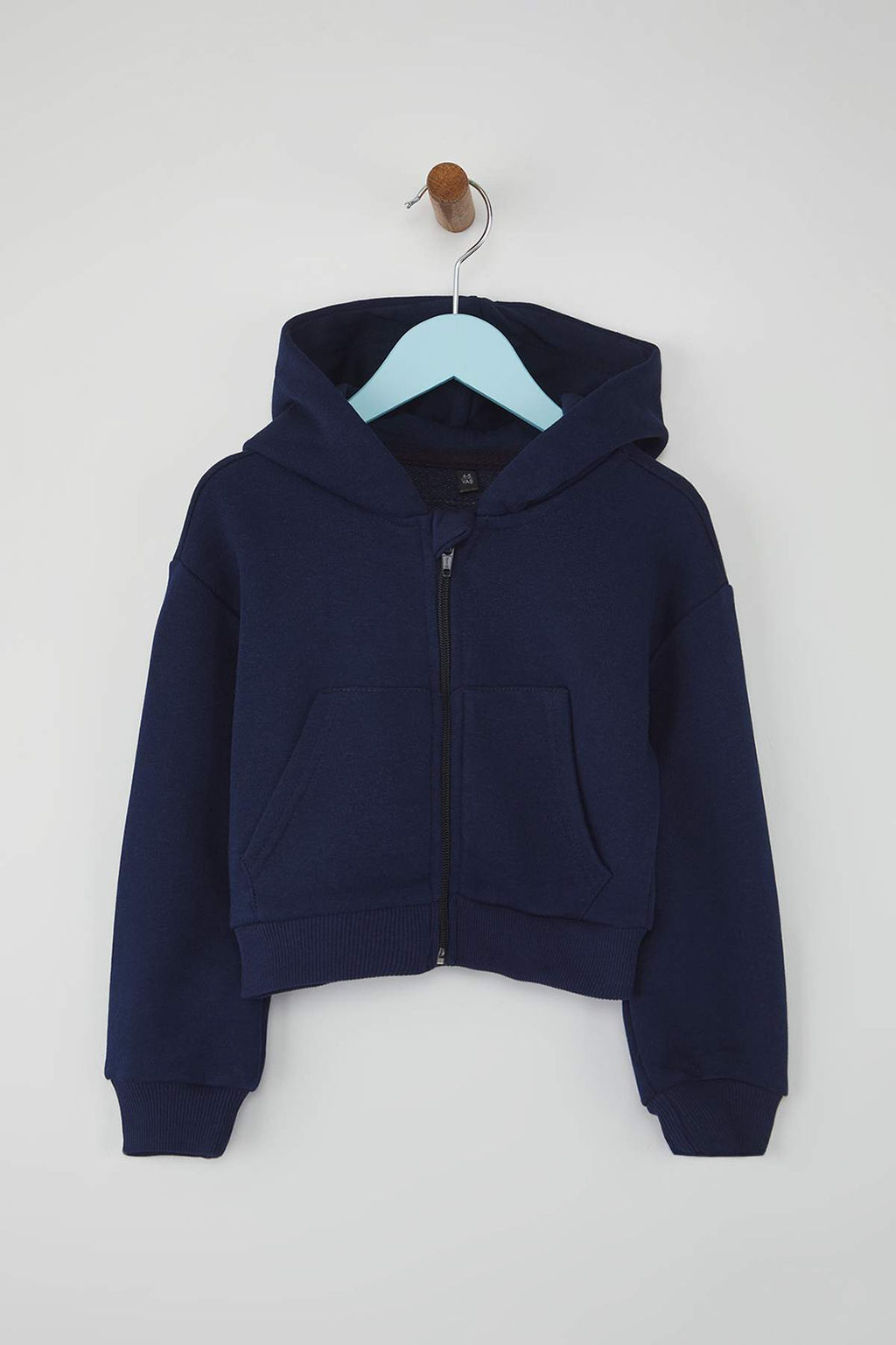 Gri Melanj Pamuklu Crop Fit Duz/Basic Kapusonlu Overize Orme K?z Cocuk H?rka TKDAW26HI00001 - Trendyolmilla фото 6