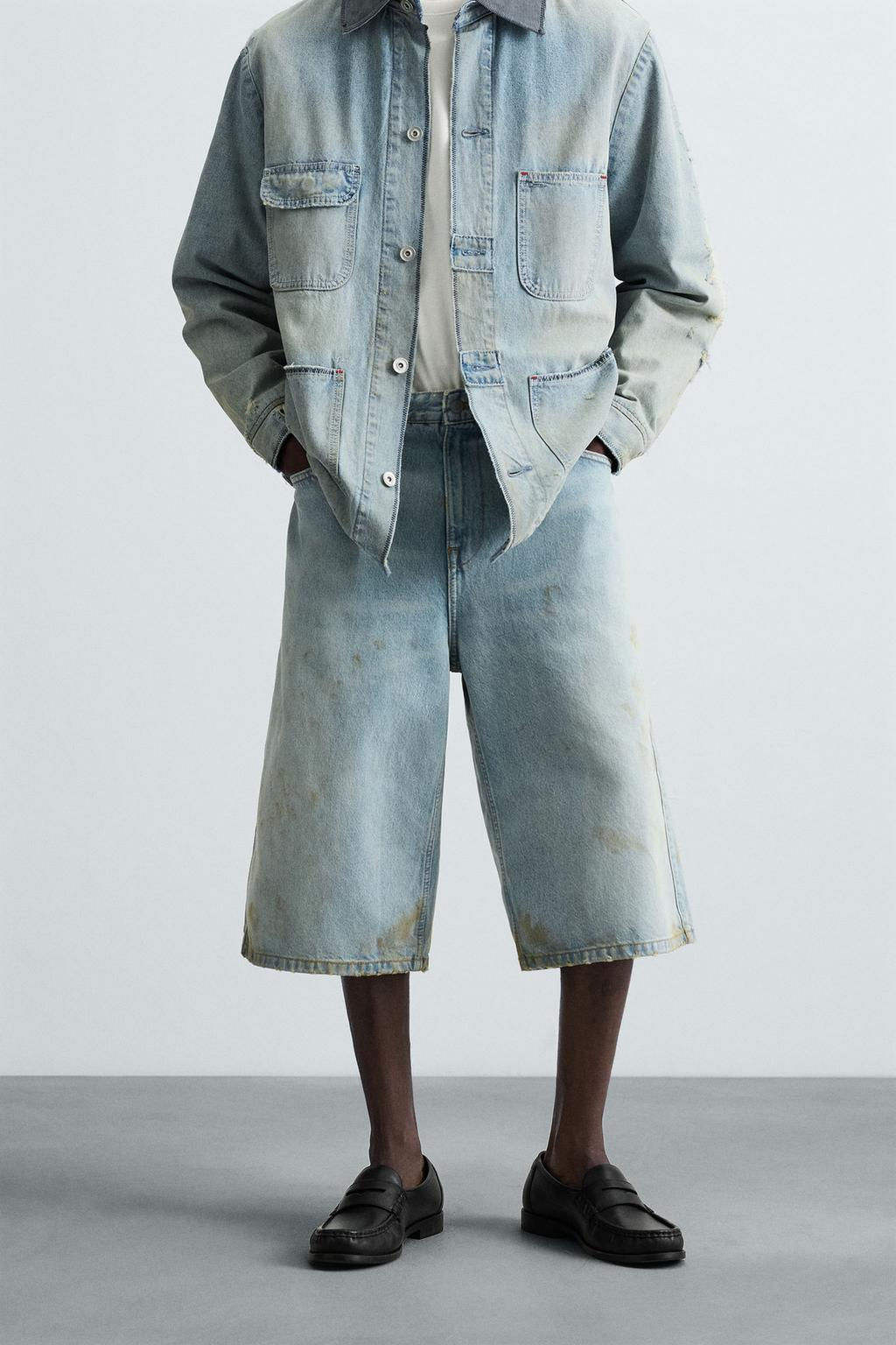 VINTAGE EFFECT BAGGY FIT DENIM BERMUDA SHORTS - Zara фото 2