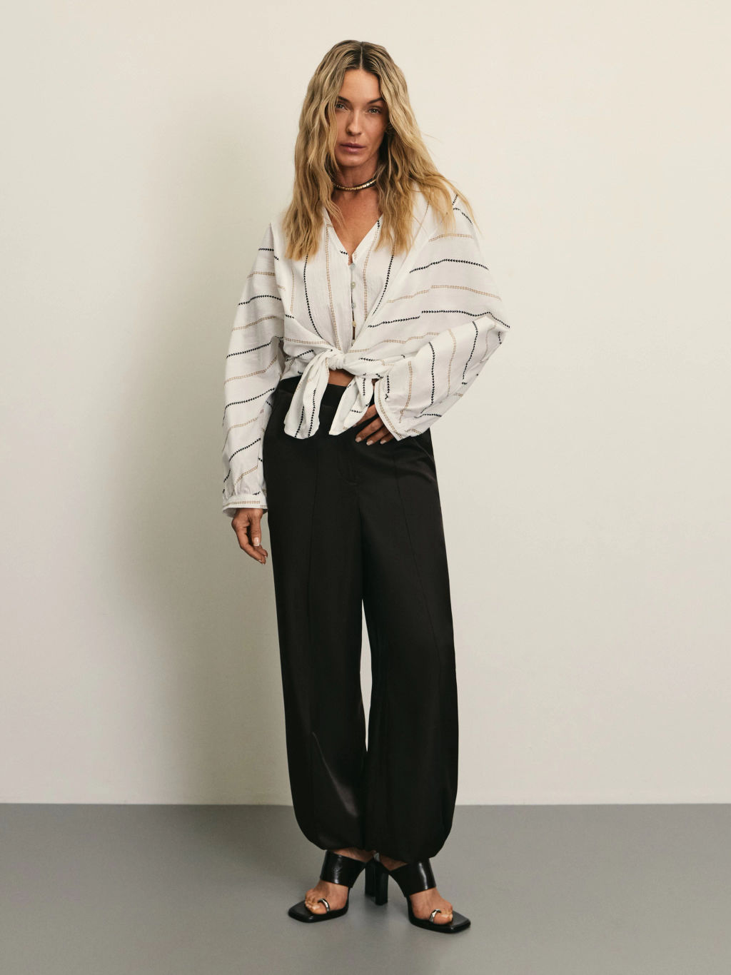 Блузка из хлопка в полоску / Zarina фото 2