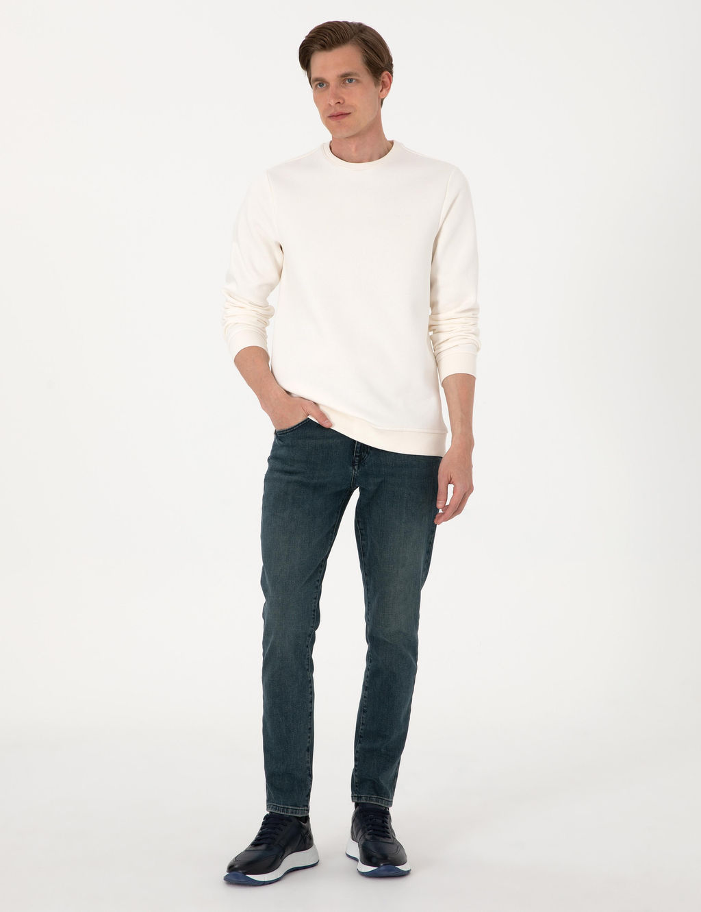 Ekru 3 _plik Regular Fit __i Polarl_ Bisiklet Yaka Basic Sweatshirt - Pierre cardin фото 4