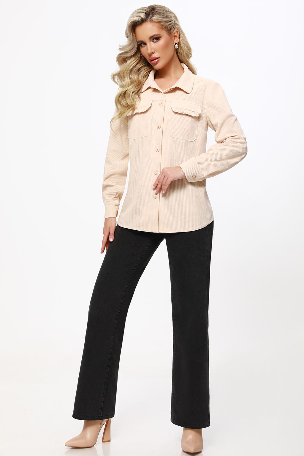 Рубашка светло-бежевая из вельвета - Dstrend фото 2