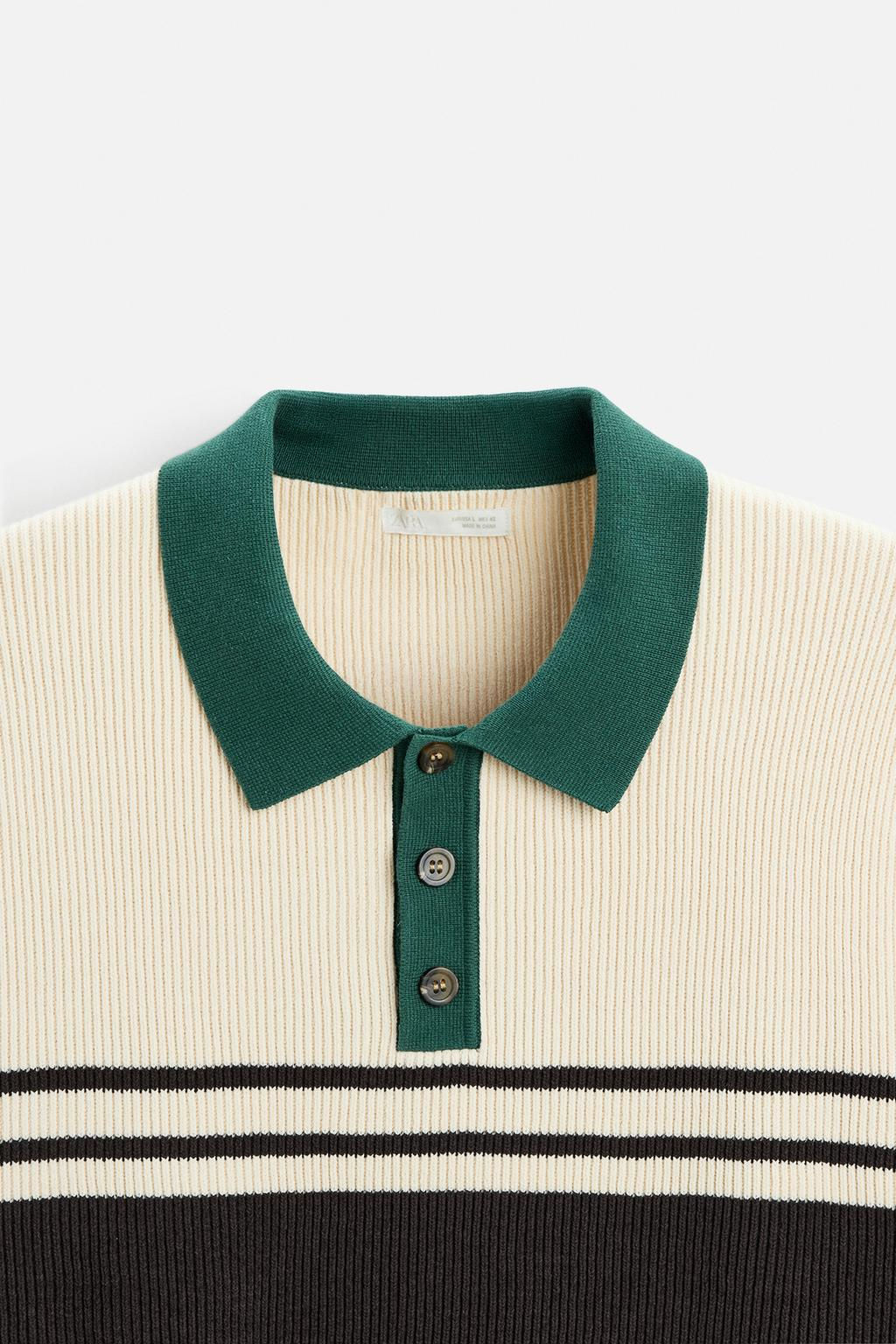 TEXTURED KNIT POLO SHIRT - Zara фото 8