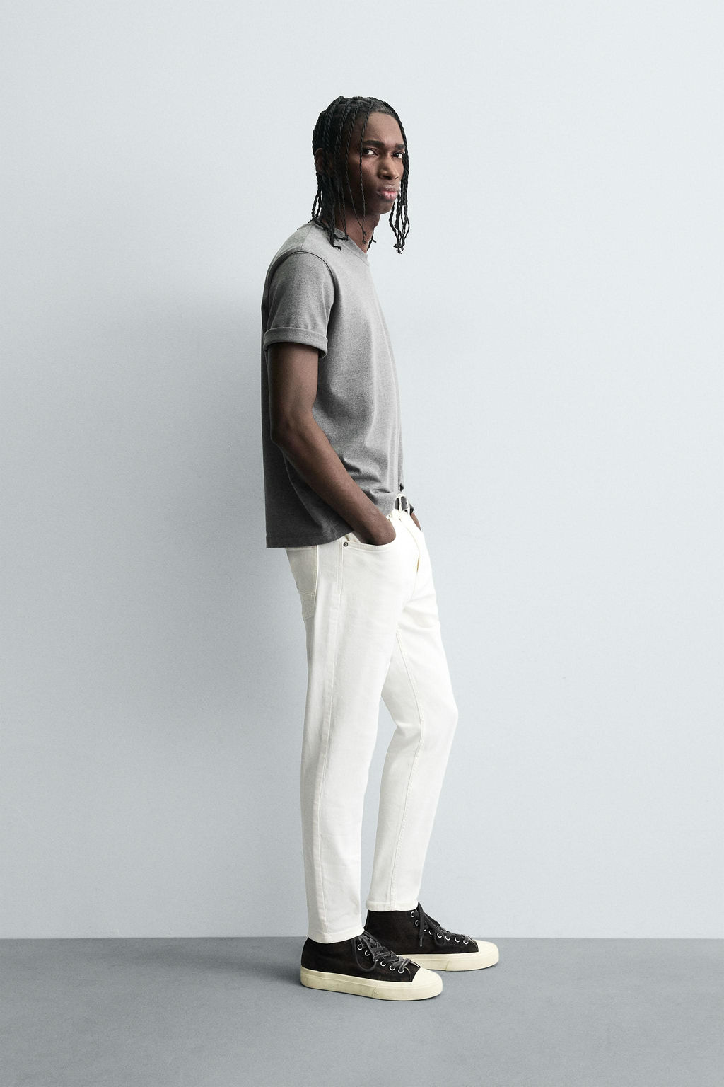 JEANS SKINNY FIT CROPPED / Blanco roto - Zara фото 4