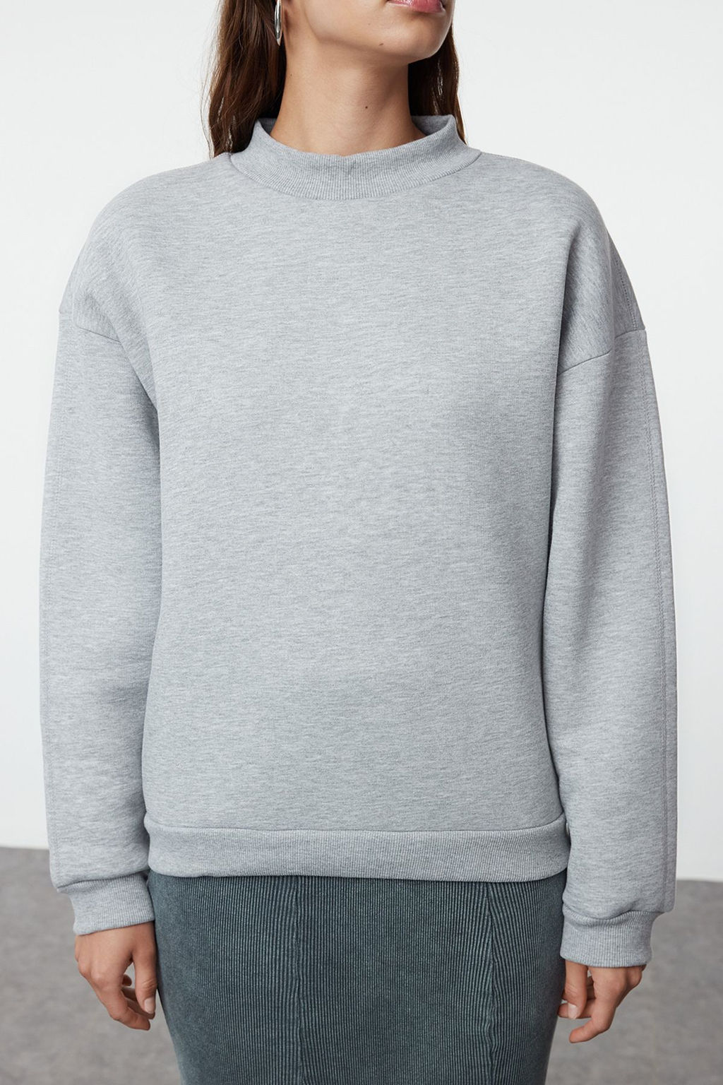 TRENDYOLMILLA Bordo Kal?n Ici Polarl? Yar?m Bal?kc? Yaka Relaxed/Rahat Kal?p Orme Sweatshirt TWOAW20SW0584  фото 13