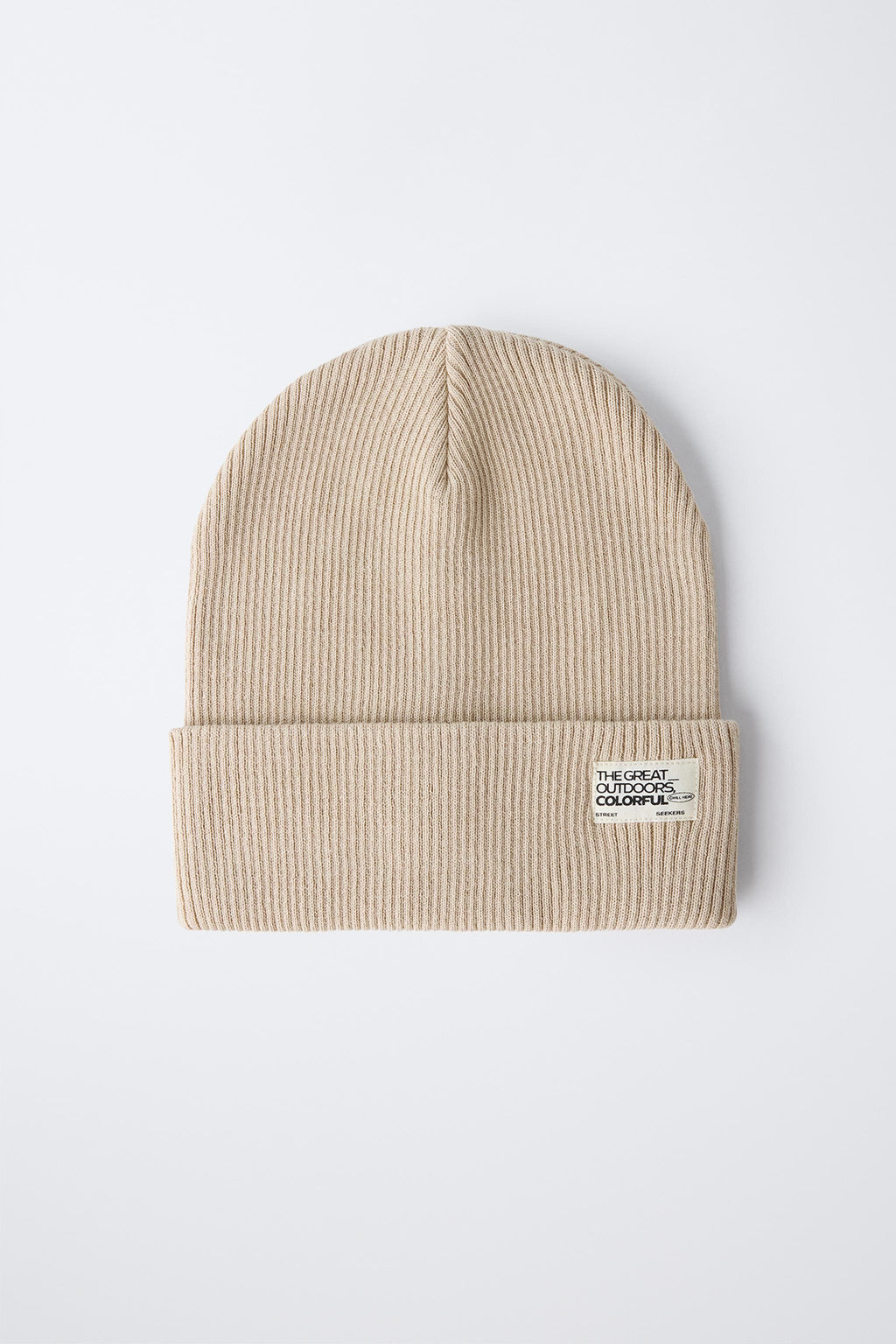 RIBBED KNIT BEANIE WITH LABEL - Zara фото 8