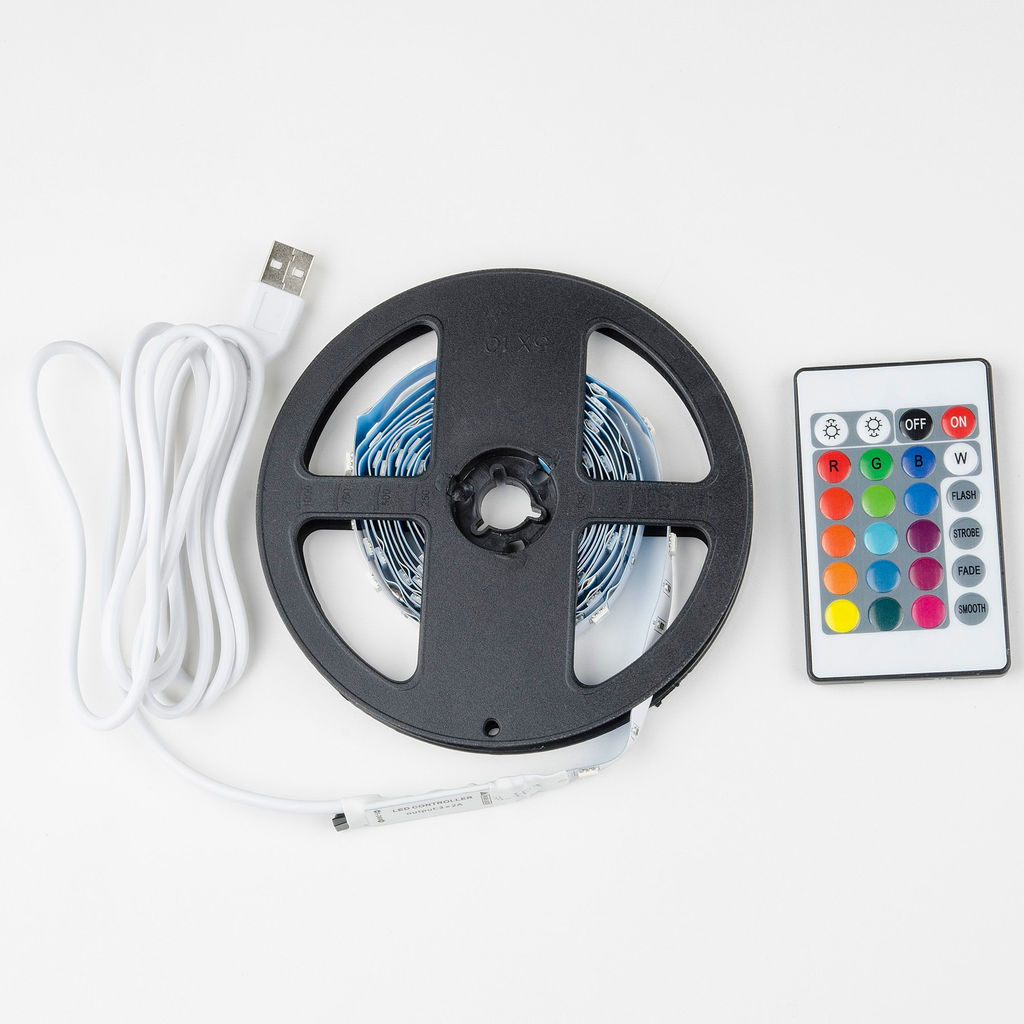 ULS-U12 3M/RGB/1.5M/USB/RC IP20 RUA02C24 Гибкая светодиодная лента на самоклеящейся основе, 3м. RGB. Пульт ДУ (в/к). TM Uniel