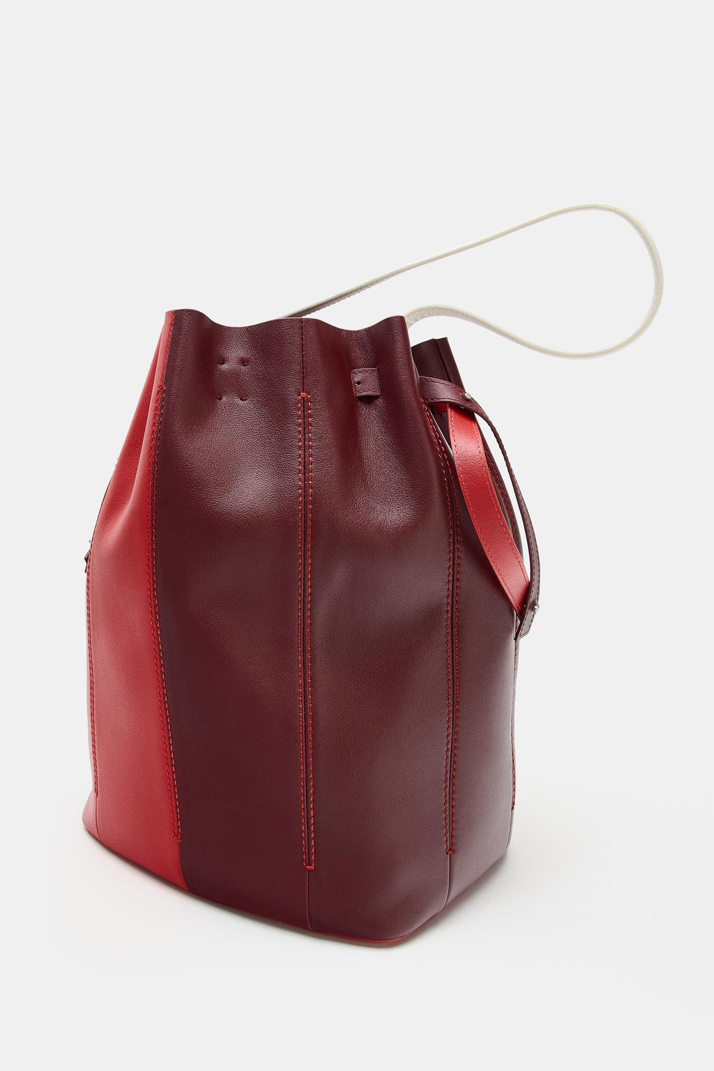 MAXI BOLSO PIEL COMBINADO / Rojo - Zara фото 5