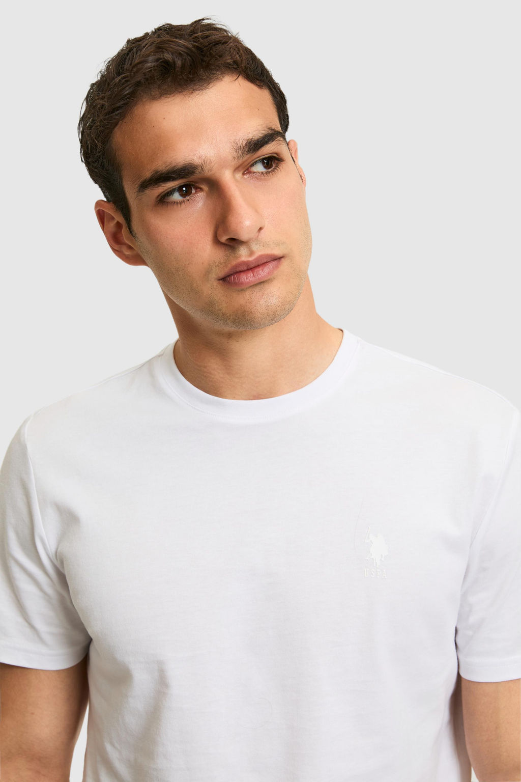 Erkek Regular Fit Bisiklet Yaka Beyaz Basic Ti__rt