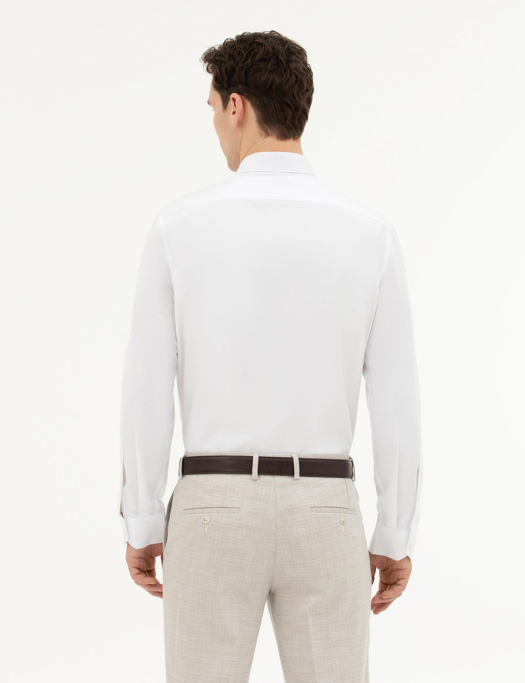 Beyaz Slim Fit Uzun Kollu Basic G_mlek