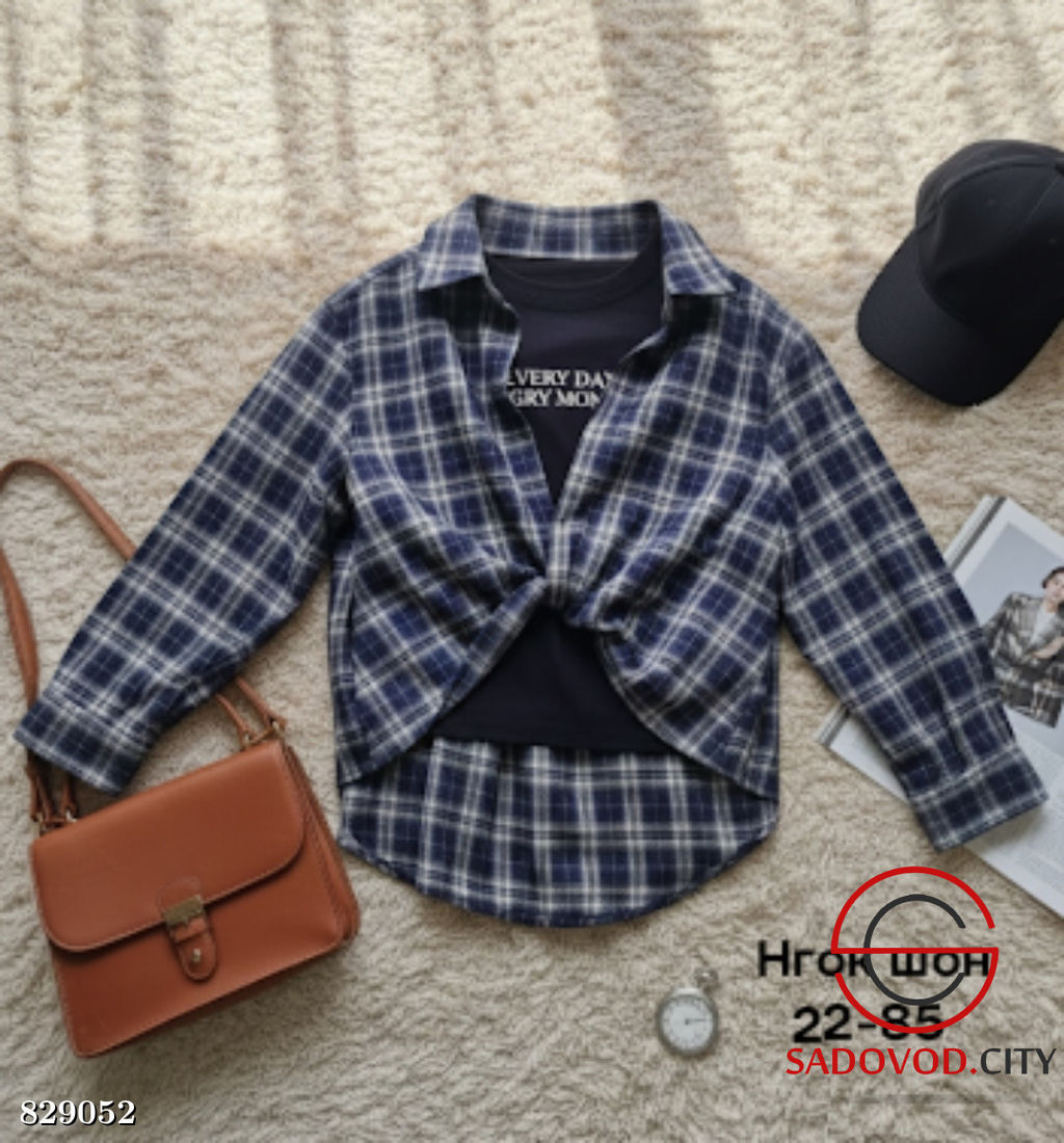 Рубашка женская в клетку + топик