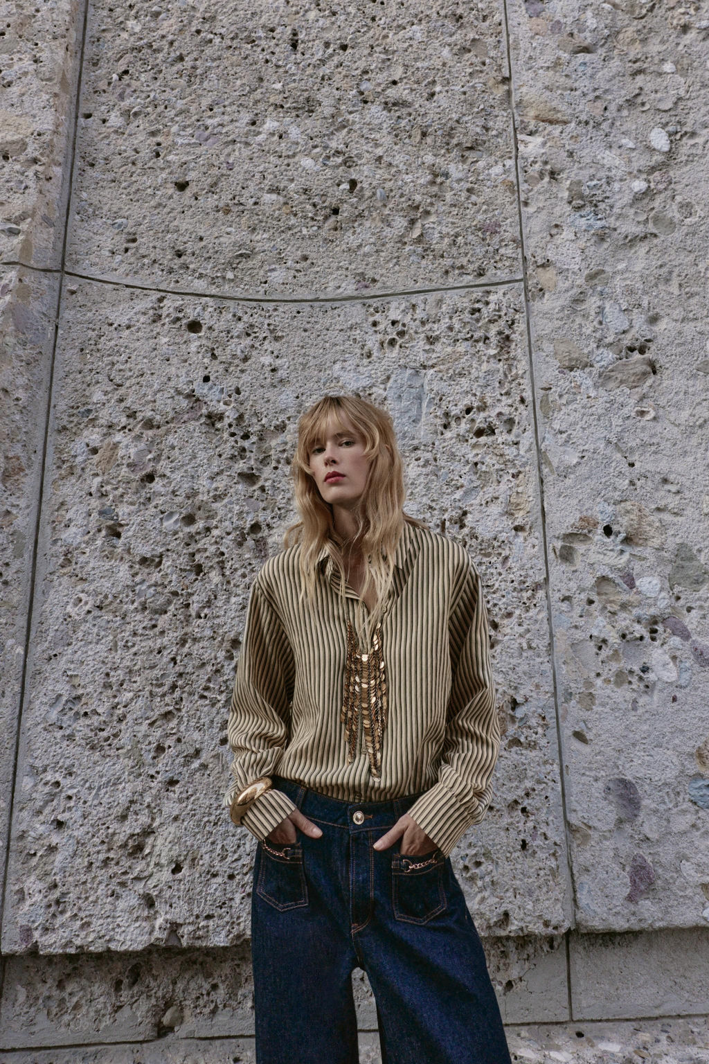 Z1975 MID-WAIST WIDE-LEG JEANS WITH CHAINS - Zara фото 3