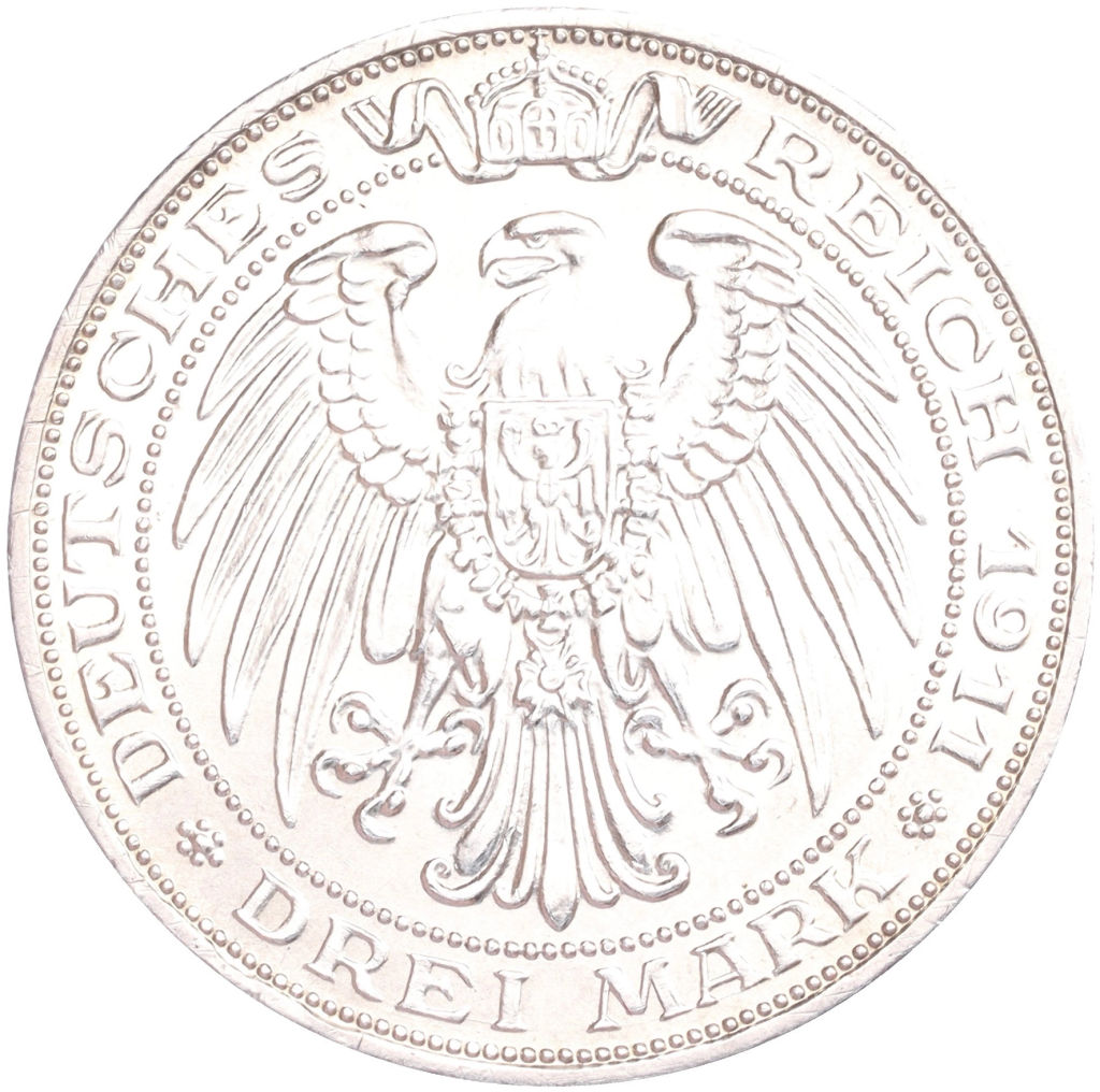 Монета 3 марки 1911 года Германия (Пруссия) Бреславский университет