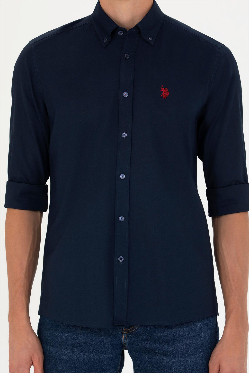 U. S. Polo Assn Мужская темно-синяя базовая рубашка с длинным рукавом - U.s. polo assn фото 6