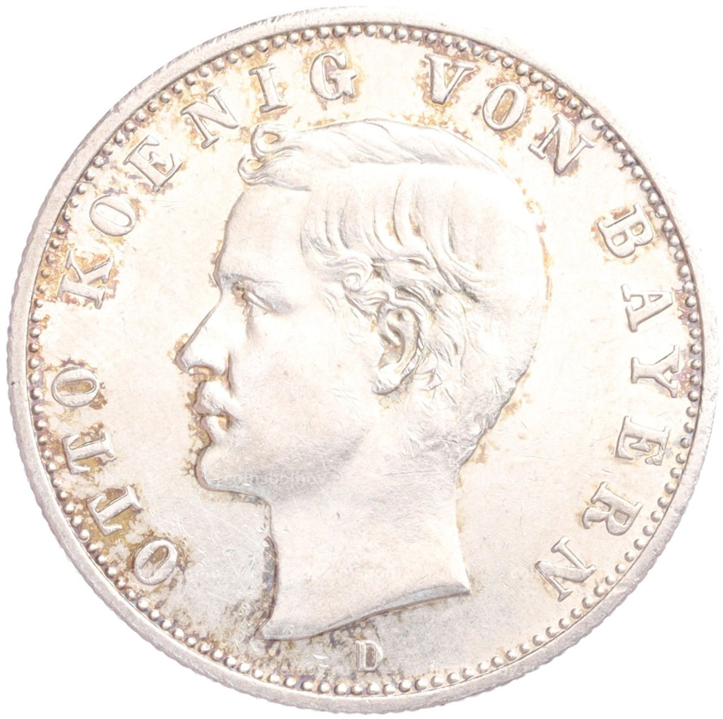 Монета 2 марки 1907 года D Германия (Бавария)