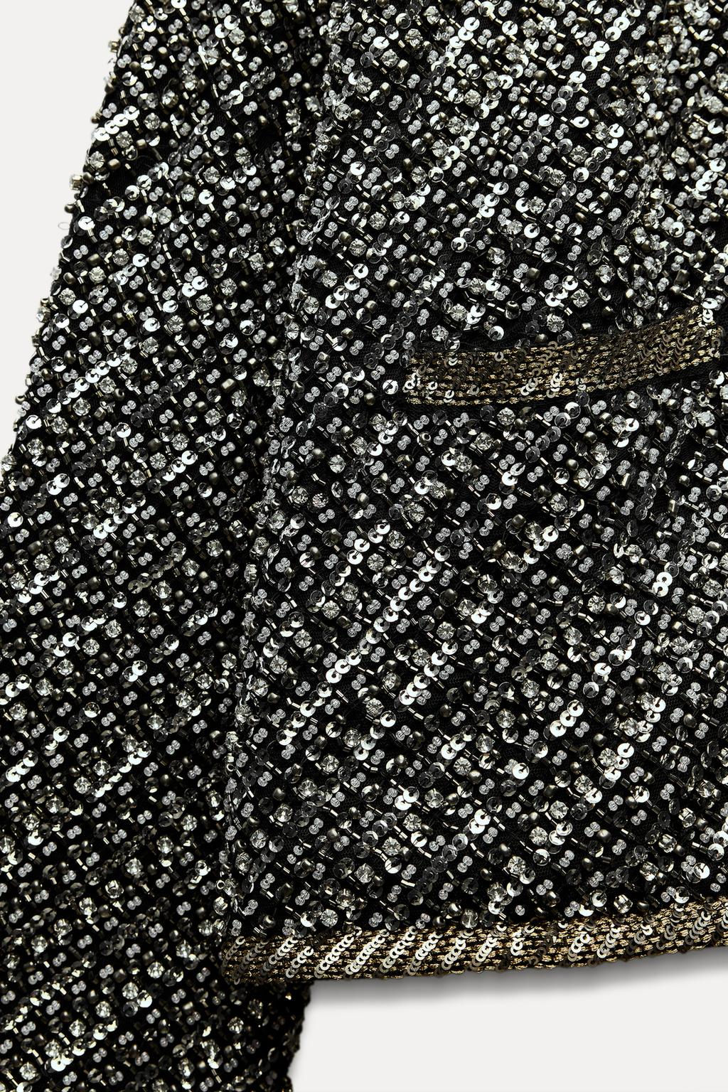 SEQUINNED BEADED CARDIGAN - Zara фото 6