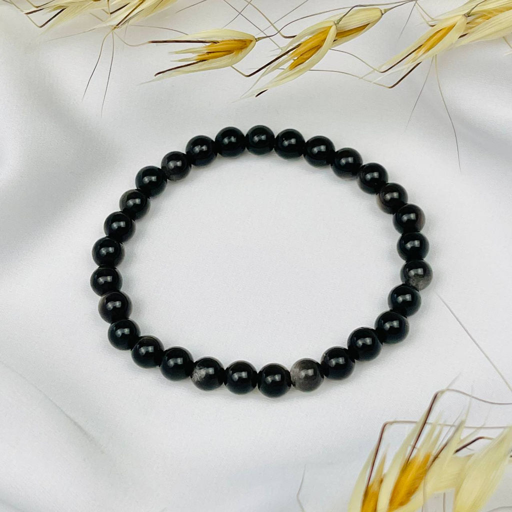 Браслет из серебристого Обсидиана 16 см