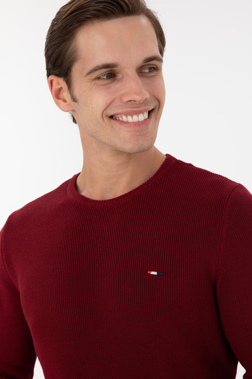 Erkek Slim Fit Bisiklet Yaka Bordo Basic Kazak - U.s. polo assn фото 2