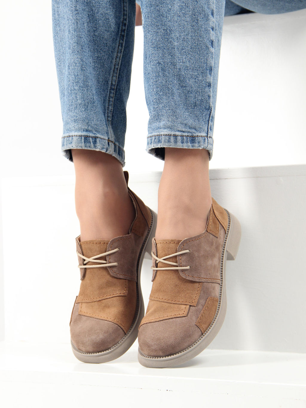 Полуботинки туфли EDART 205.патриция ka. серо-корич светло-коричневая замша фото 8