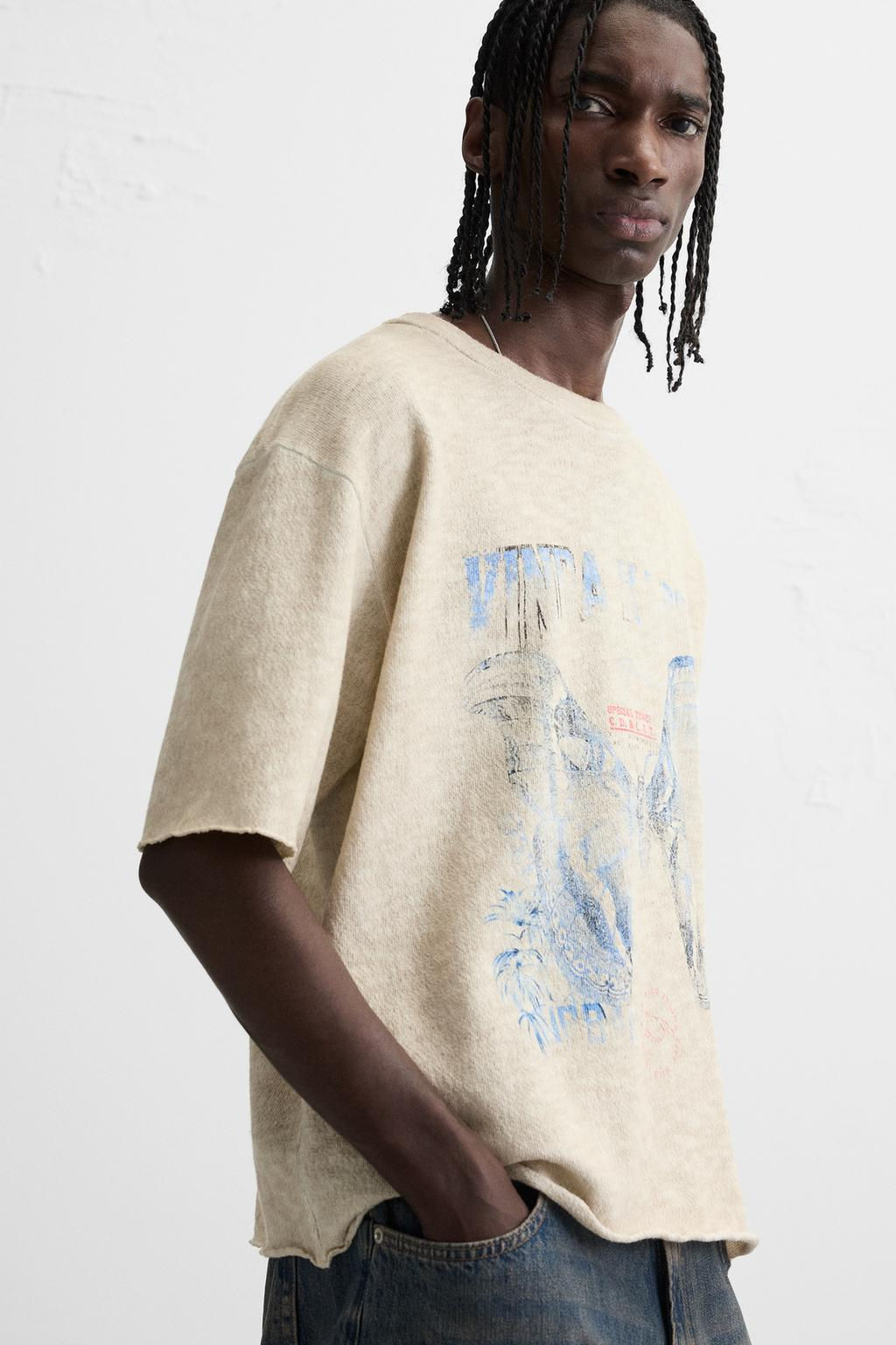 CONTRAST PRINT KNIT T-SHIRT - Zara фото 6