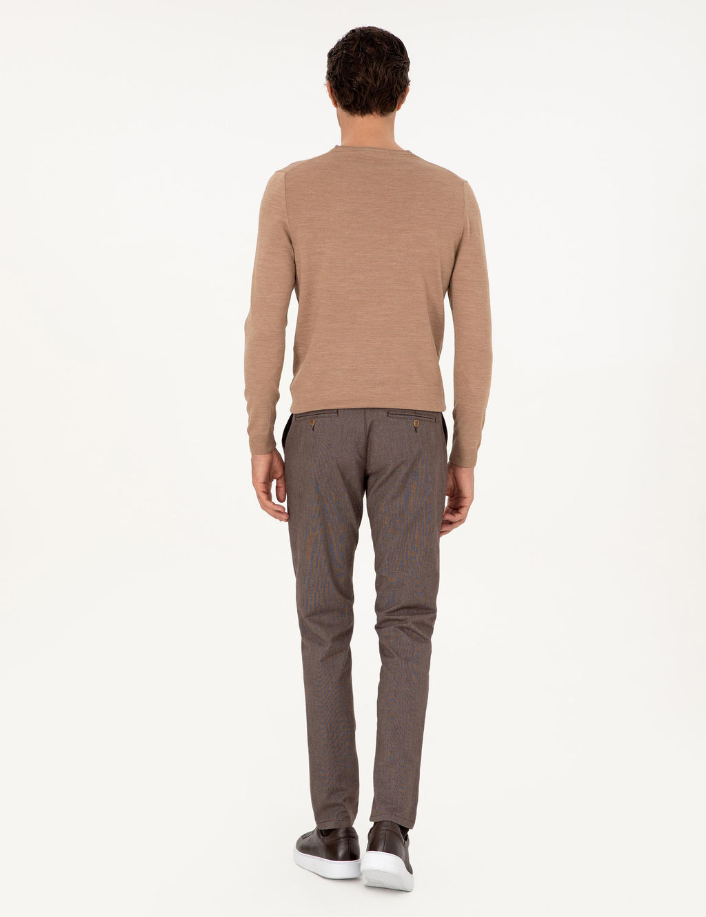 Kahverengi Slim Fit Pamuk Kar___ml_ Kanvas Pantolon