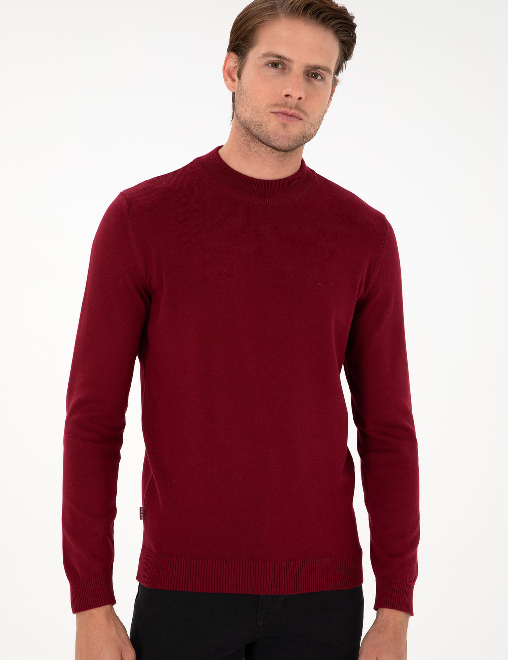 Vi_ne Slim Fit Yar_m Bal_k__ Yaka Basic Triko Kazak