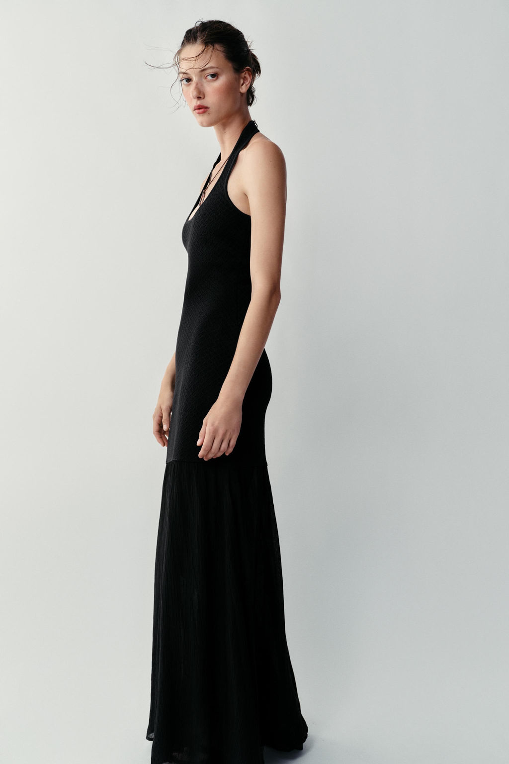 VESTIDO HALTER PUNTO COMBINADO / Negro - Zara фото 3