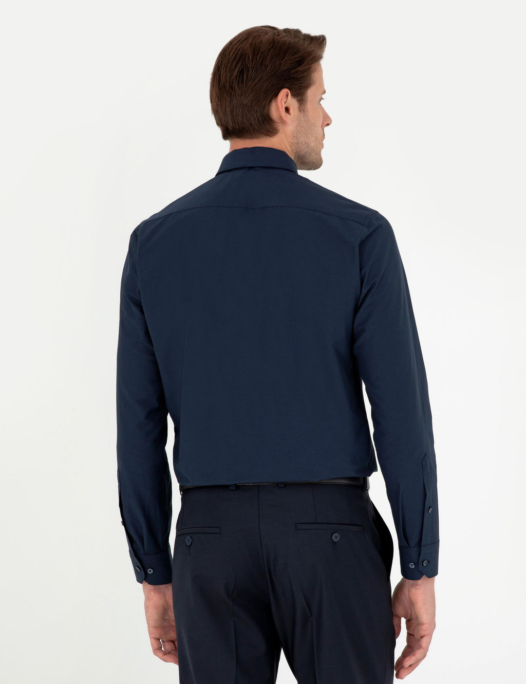 Lacivert Slim Fit Uzun Kollu Basic G_mlek