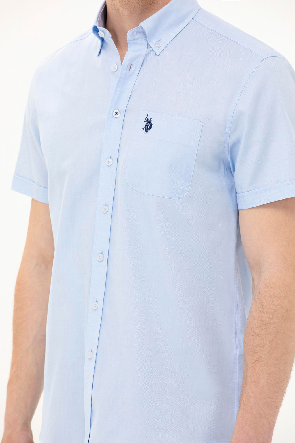 Мужская голубая рубашка с коротким рукавом - U.s. polo assn фото 7