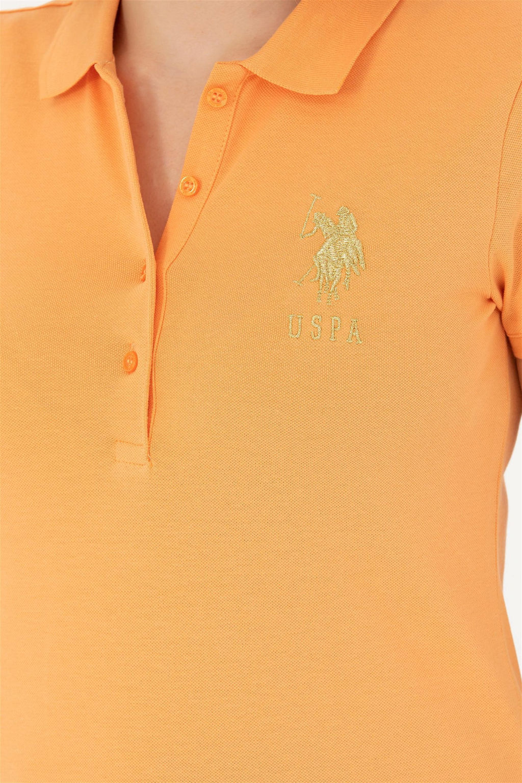 Женская оранжевая базовая футболка с воротником-поло Неожиданная скидка в корзине - U.s. polo assn фото 7