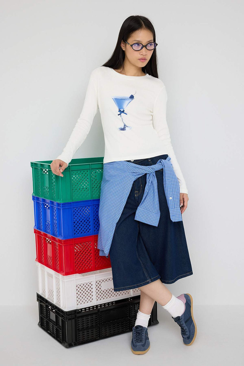 Teen Ekru Bask? ve Fiyonk Detayl? Fitted/Vucuda Oturan Orme Bluz TWOAW25BZ00126