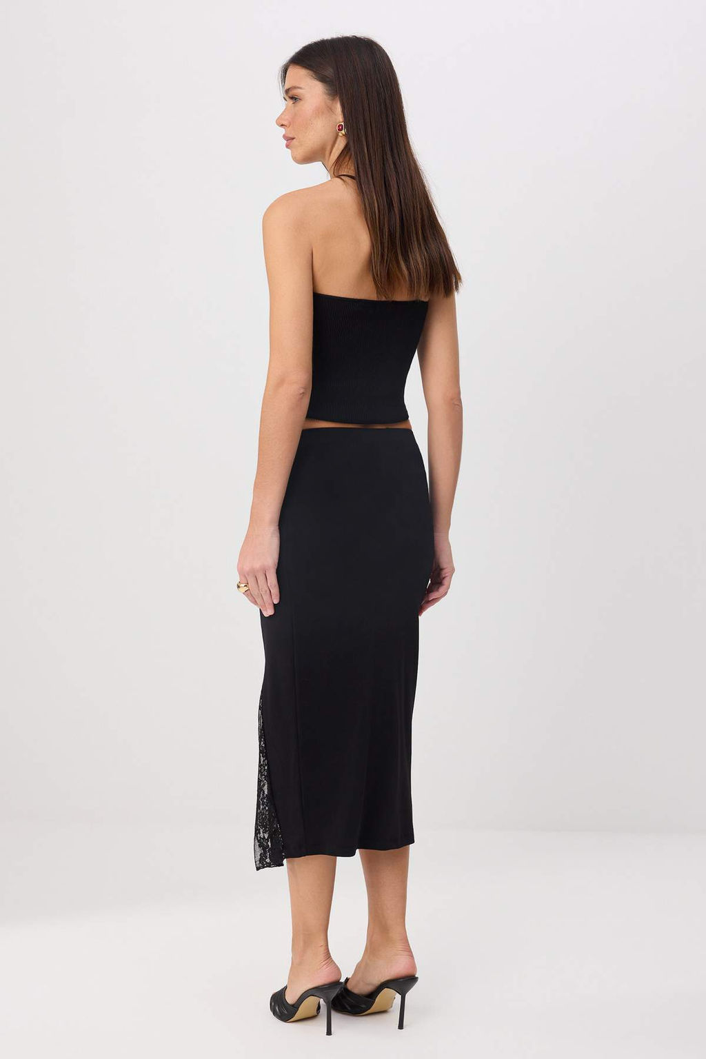 Siyah D_z Kalem Dantel Detayl_ Midi Esnek _rme Etek TWOSS26ET00191 - Trendyolmilla фото 4