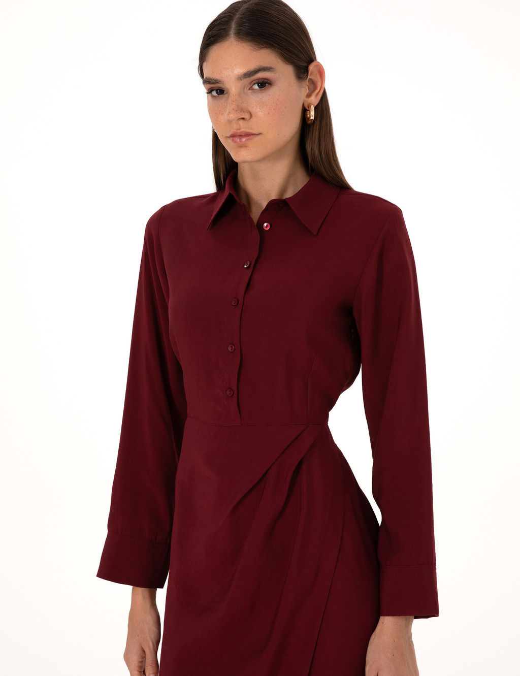 Bordo Regular Fit Dokuma Elbise - Pierre cardin фото 2