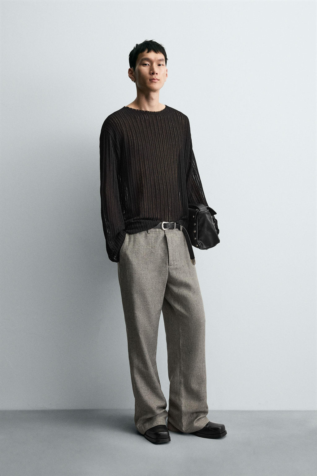 TEXTURED FLARE FIT TROUSERS