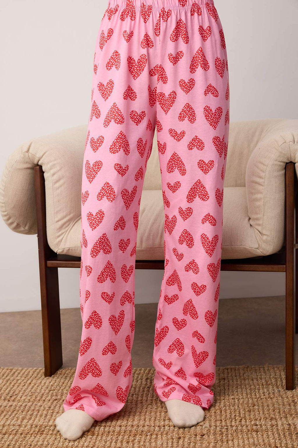Trendyolmilla Pembe %100 Pamuklu Leopar Kalpli Orme Pijama Tak?m? THMAW25PT00142 фото 3