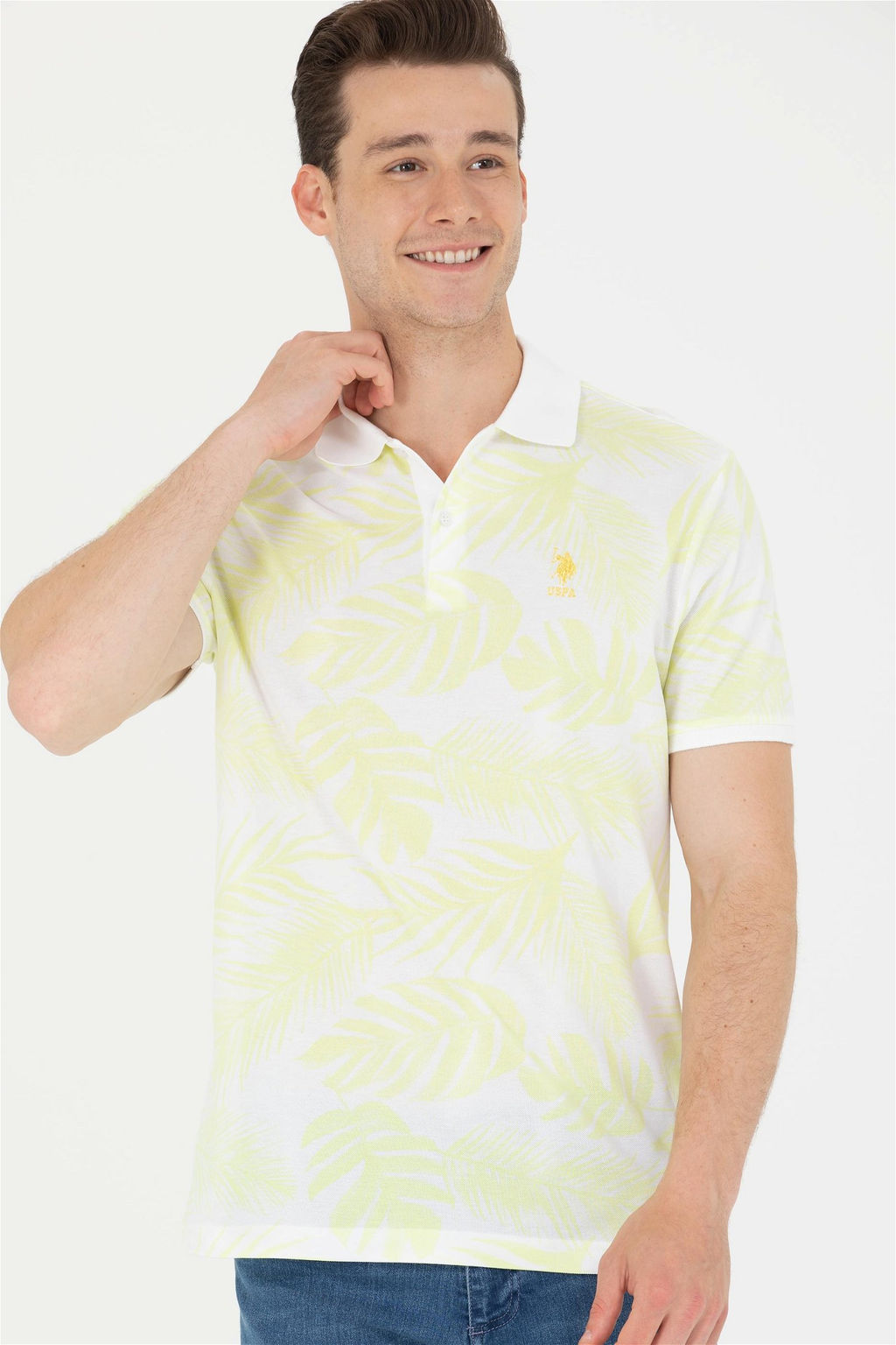 U. S. Polo Assn Мужская светло-желтая футболка с воротником-поло - U.s. polo assn фото 10