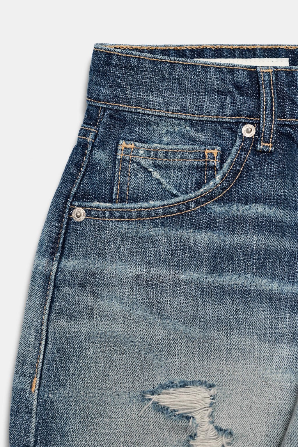 SHORTS DENIM TRF TIRO ALTO ROTOS / Marino - Zara фото 6