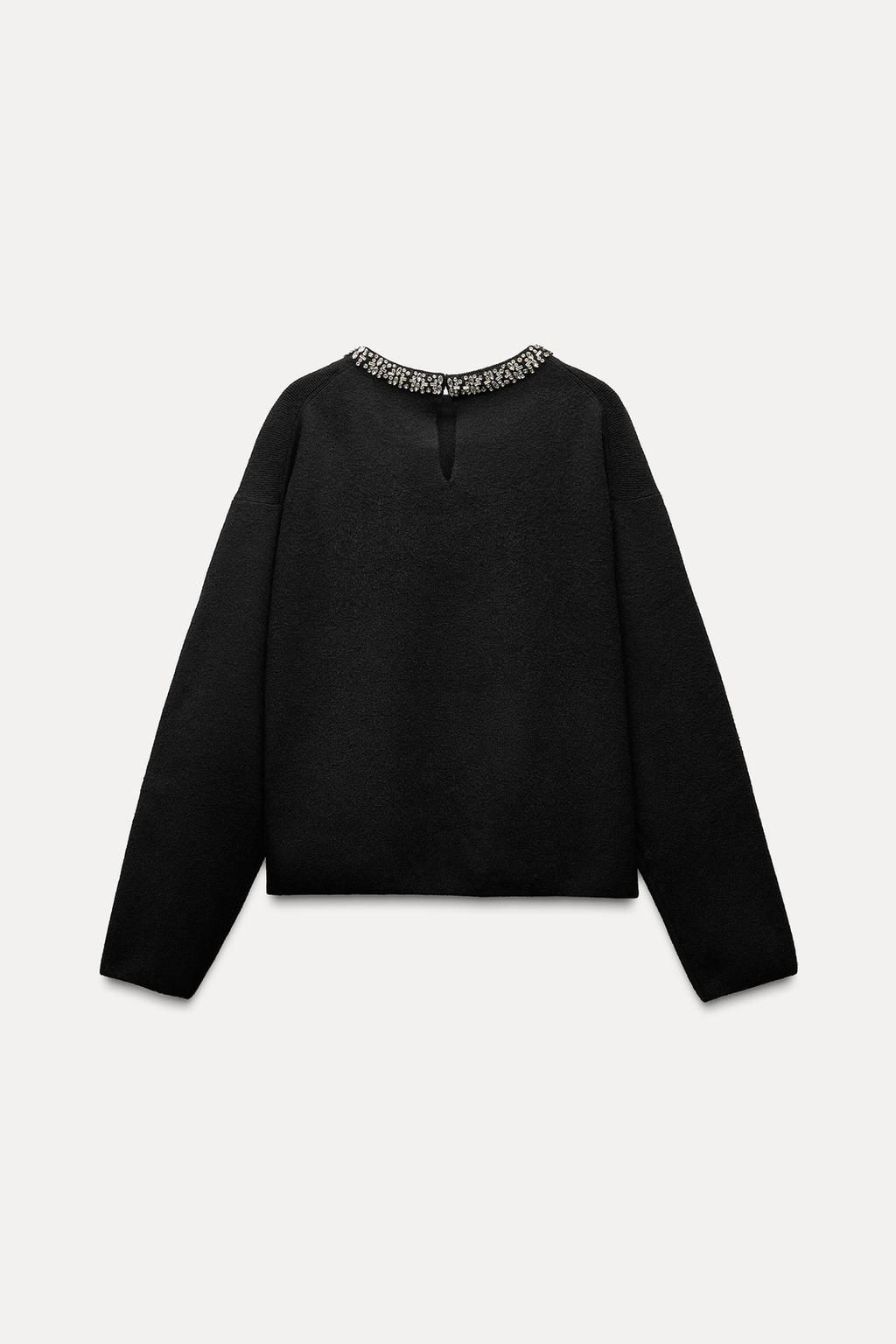 JEWELLED NECK KNIT SWEATER - Zara фото 4